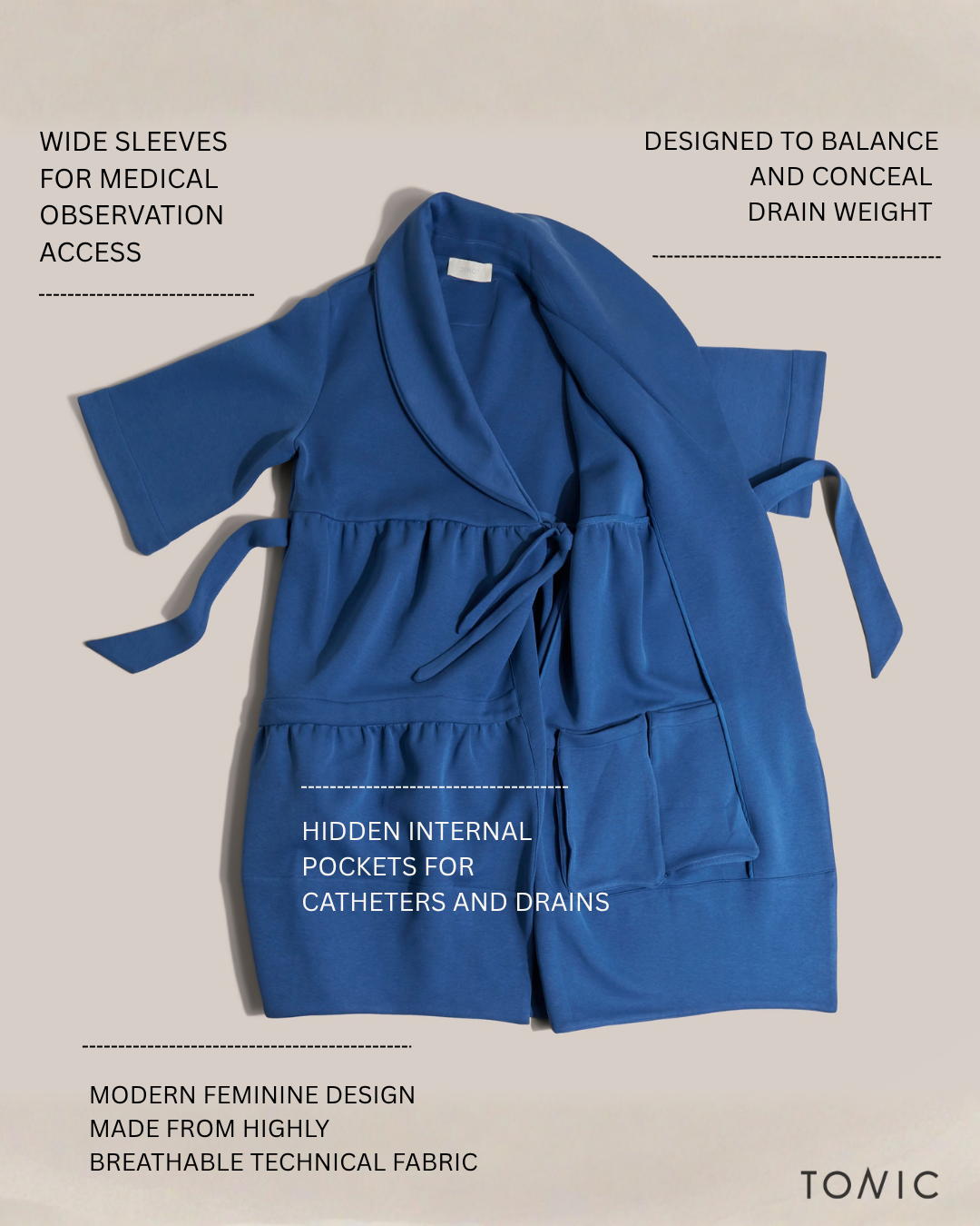 Womens Magic Pocket Drain Robe® Ocean Blue