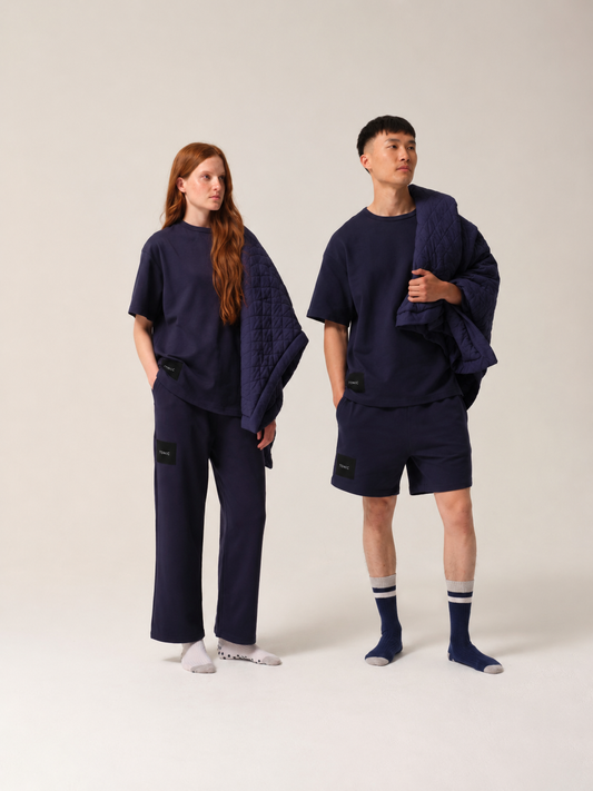 Quilted Treatment Day Blanket Set Navy