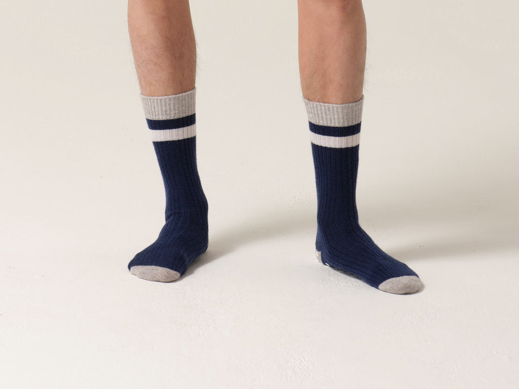 Cashmere Hospital Socks Navy