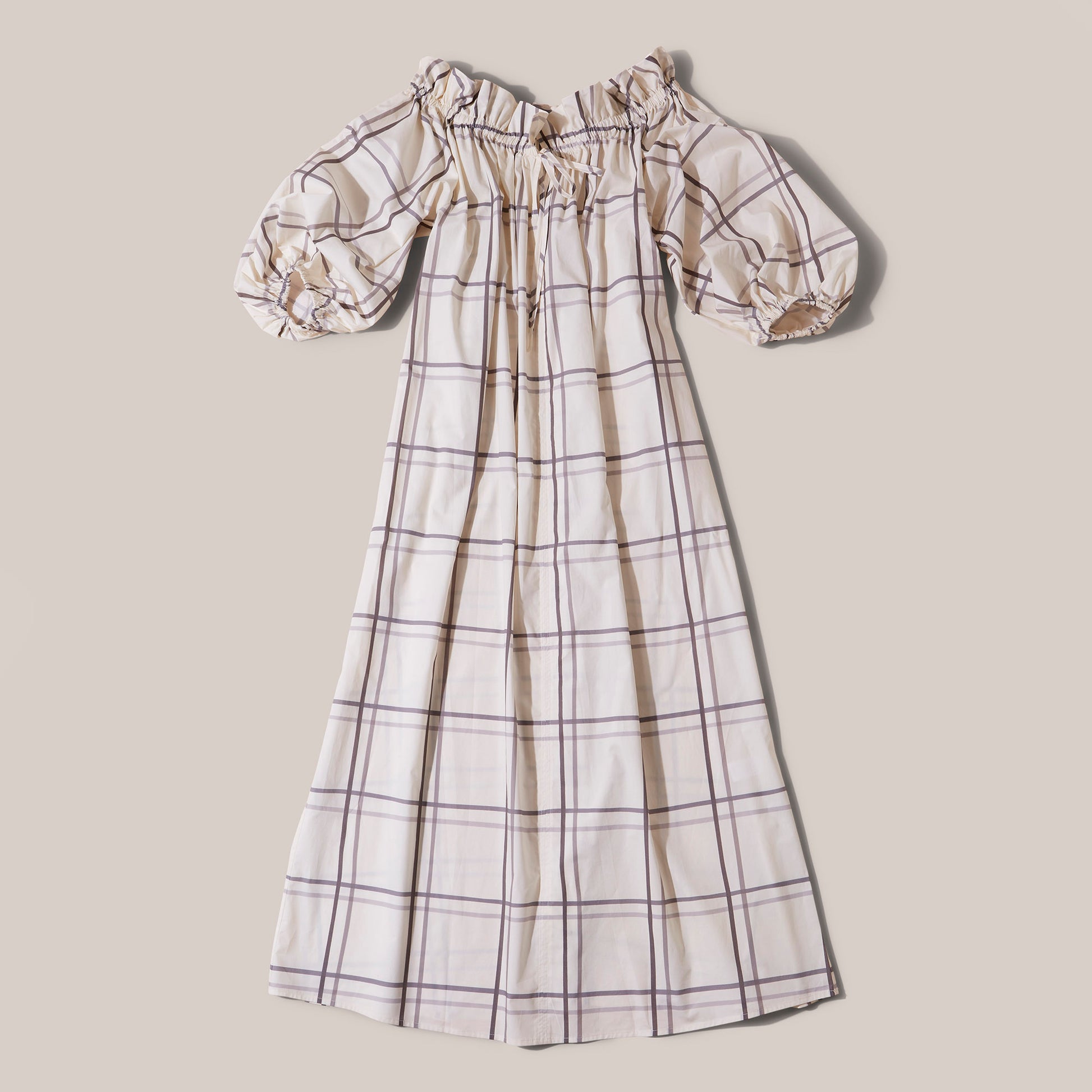 Hospital nightie with front access for examinations and adjustable neckline. Luxury breathable cotton.