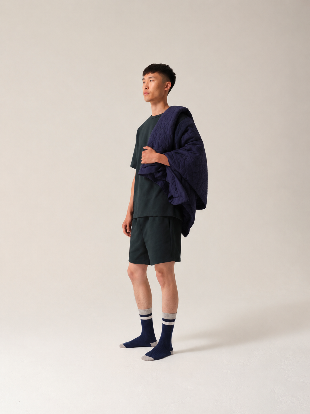 Quilted Treatment Day Blanket Set Navy
