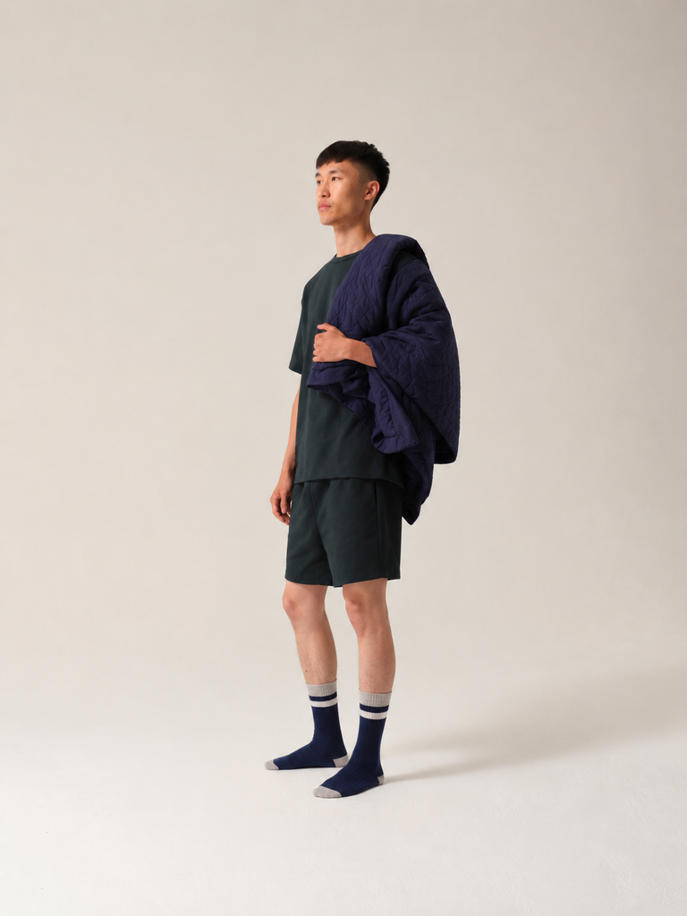 Quilted Treatment Day Blanket Set Navy