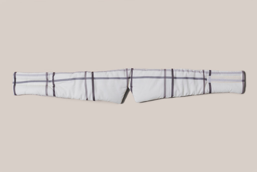 TONIC Noise Muffling Eye Mask in Silver Linings. Clinician-approved blackout sleep mask with deep padded design for full eye, face and ear coverage. Promotes uninterrupted, restorative rest and reduces stress in hospital wards. Made from soft, breathable fabric for comfort and healing during recovery.