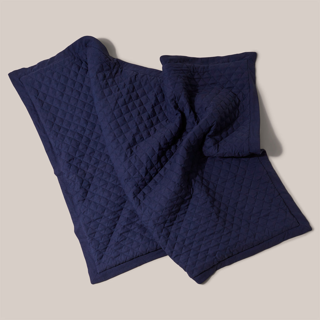 Quilted Treatment Day Blanket Set Navy