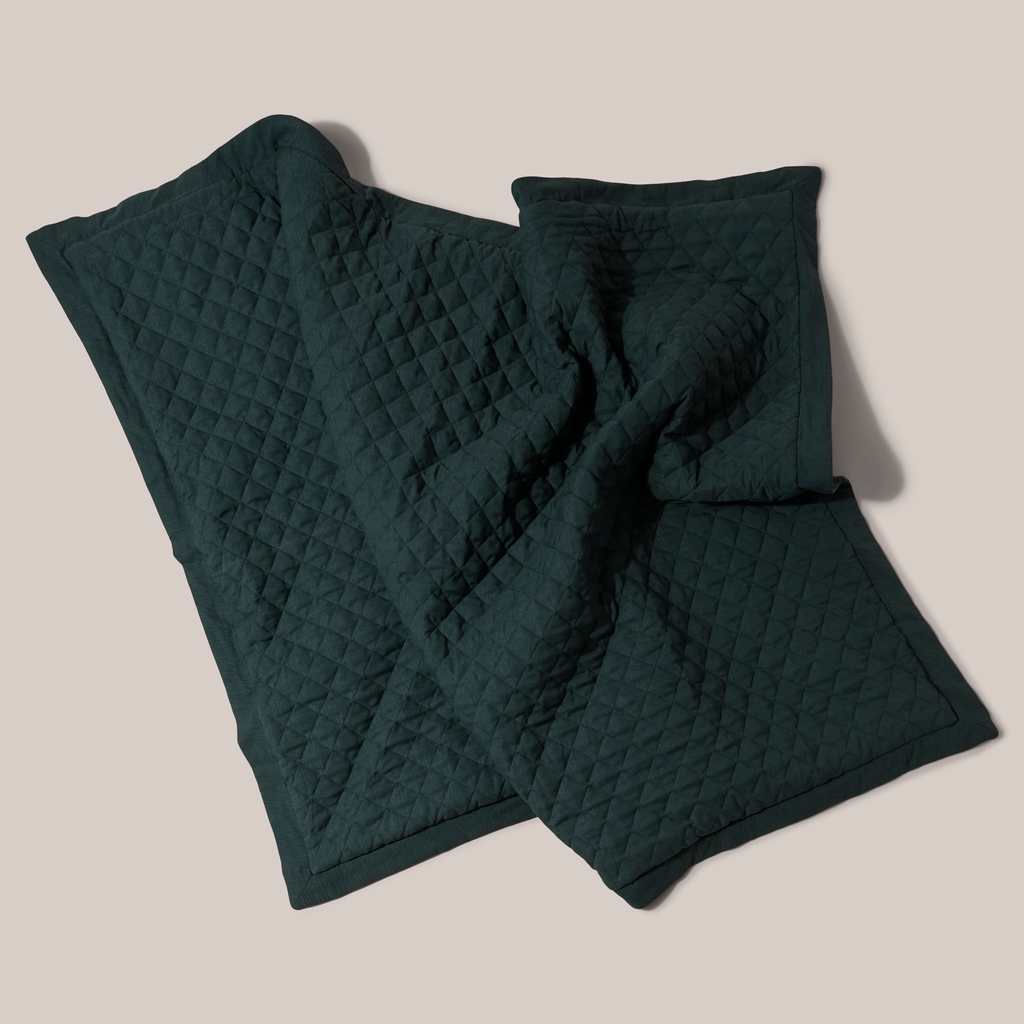 Quilted Treatment Day Blanket Set Forest Green