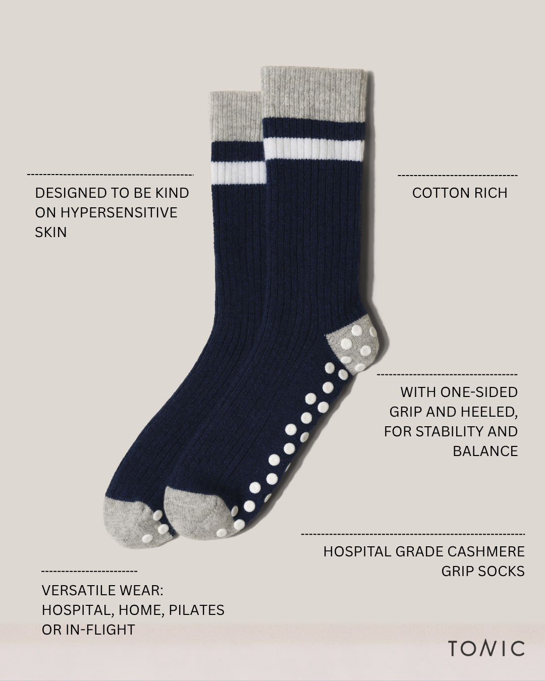 Cashmere Hospital Socks Navy