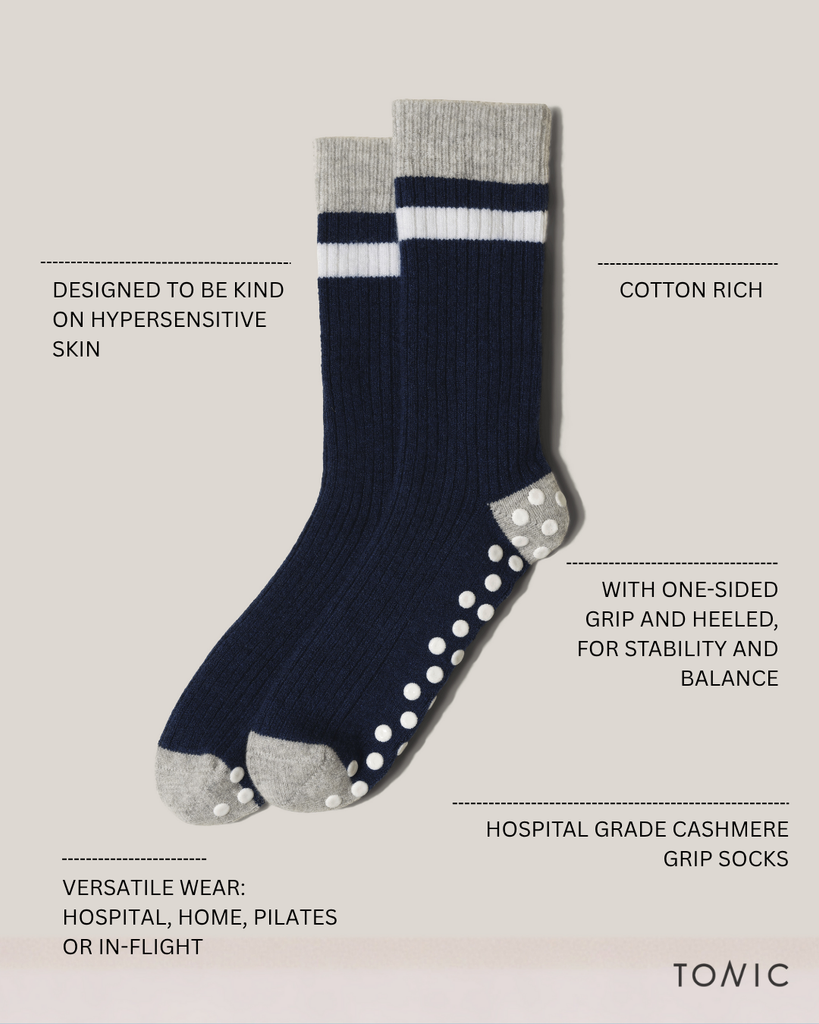 Cashmere Hospital Socks Navy