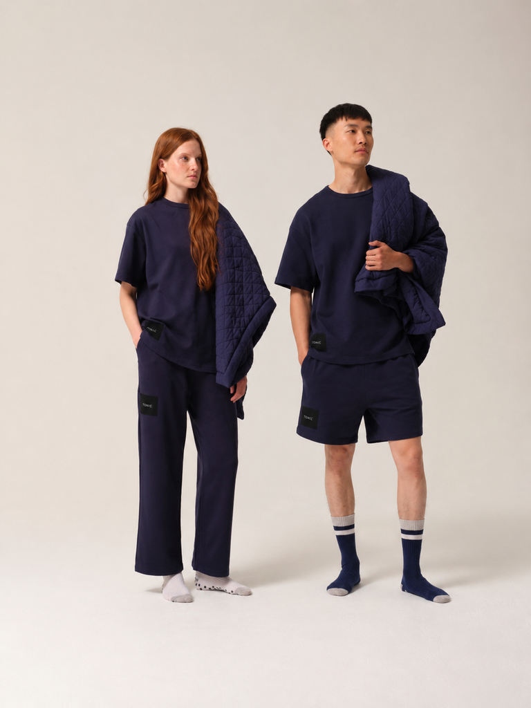 Quilted Treatment Day Blanket Set Navy