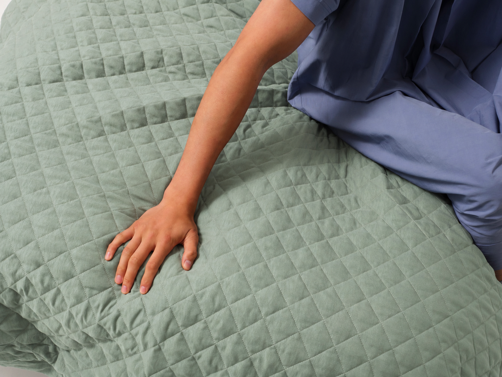 Quilted Treatment Day Blanket Set Sage Green