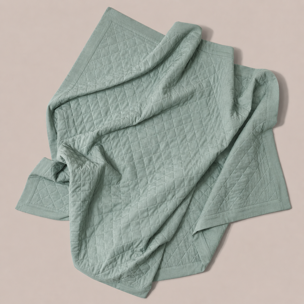 Quilted Treatment Day Blanket Set Sage Green