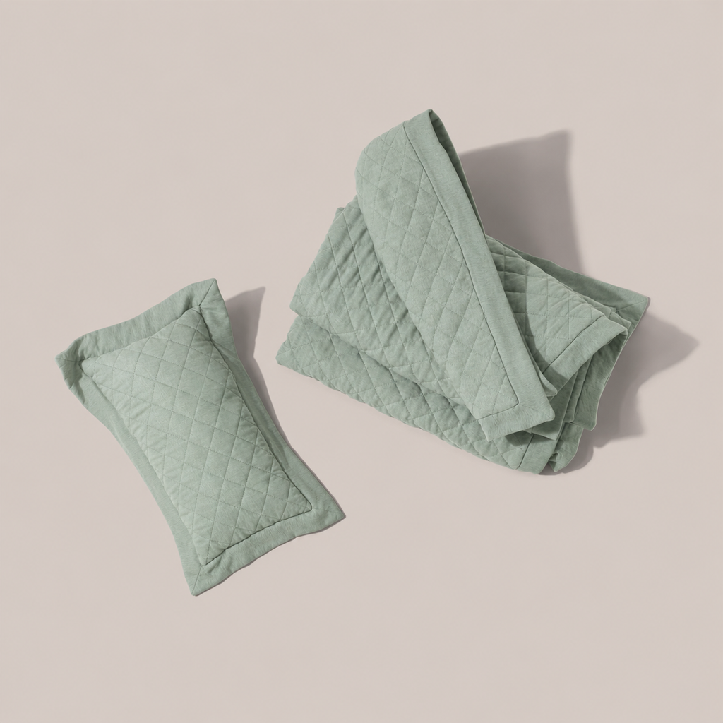 Quilted Treatment Day Blanket Set Sage Green